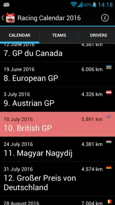 Racing Calendar 2023 android App screenshot 9